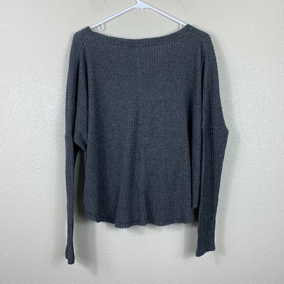 UO Out From Under Gray Tie Front Thermal Tunic Top Size XS - Picture 6 of 6